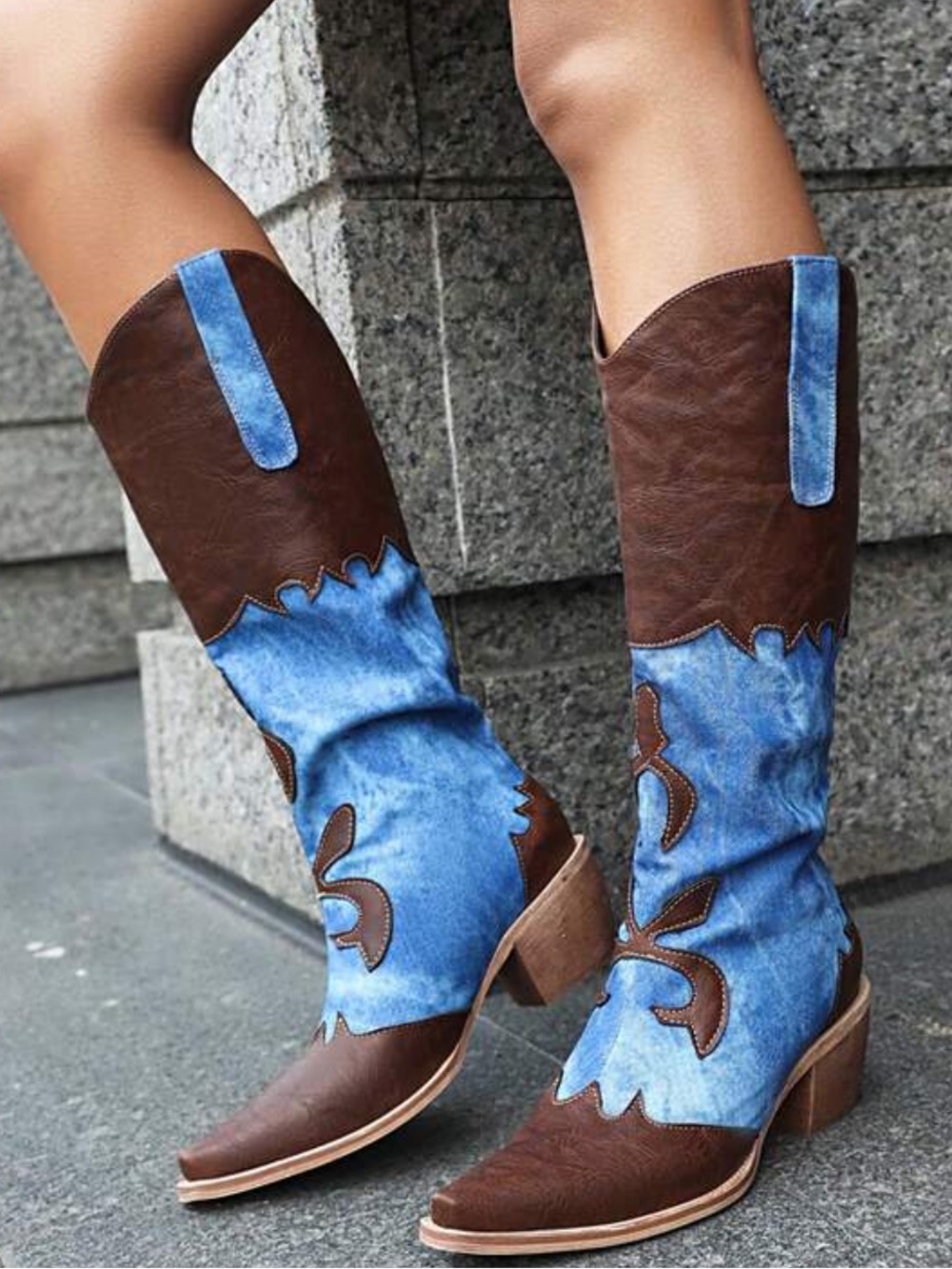 denim cowboy boots